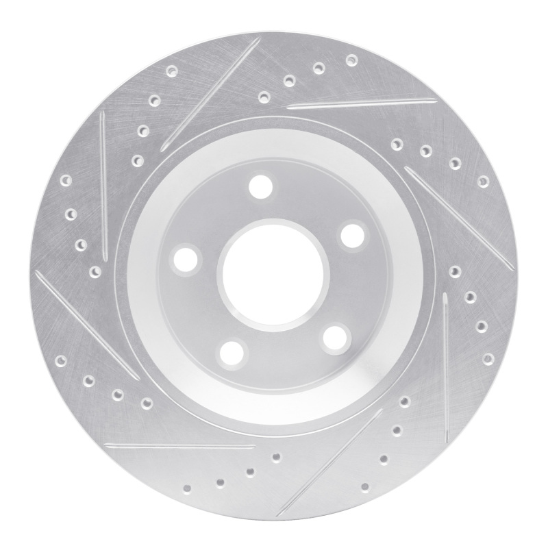 Jeep Wrangler Brake Rotor (1) - Front Right - R1 Concepts - Drilled & Slotted - Silver - `12-`18